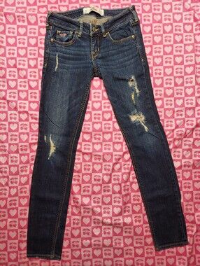 Dark Blue Ripped Holey Hollister Blue Jeans